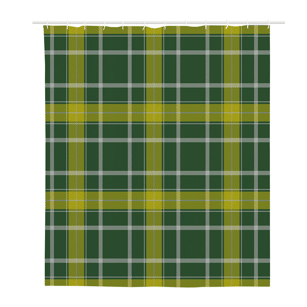 Green And Yellow Stewart Tartan Print Polyester Shower Curtain