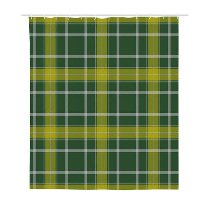 Green And Yellow Stewart Tartan Print Polyester Shower Curtain