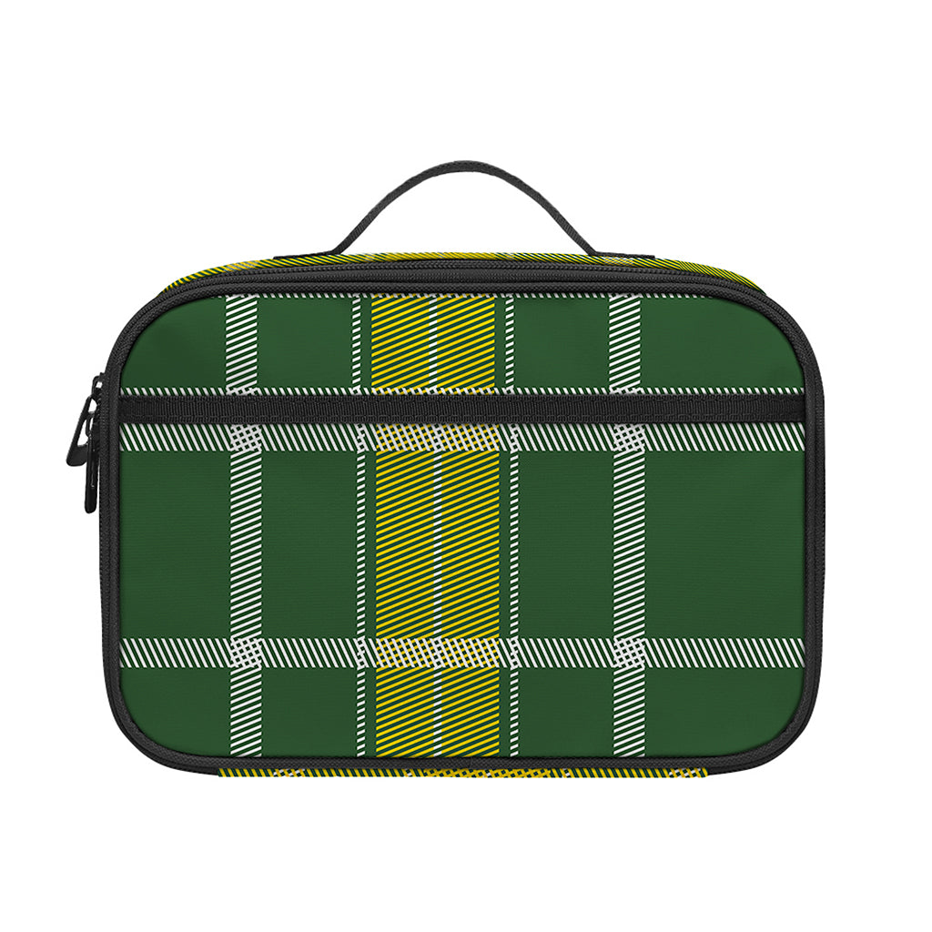 Green And Yellow Stewart Tartan Print Portable Lunch Bag