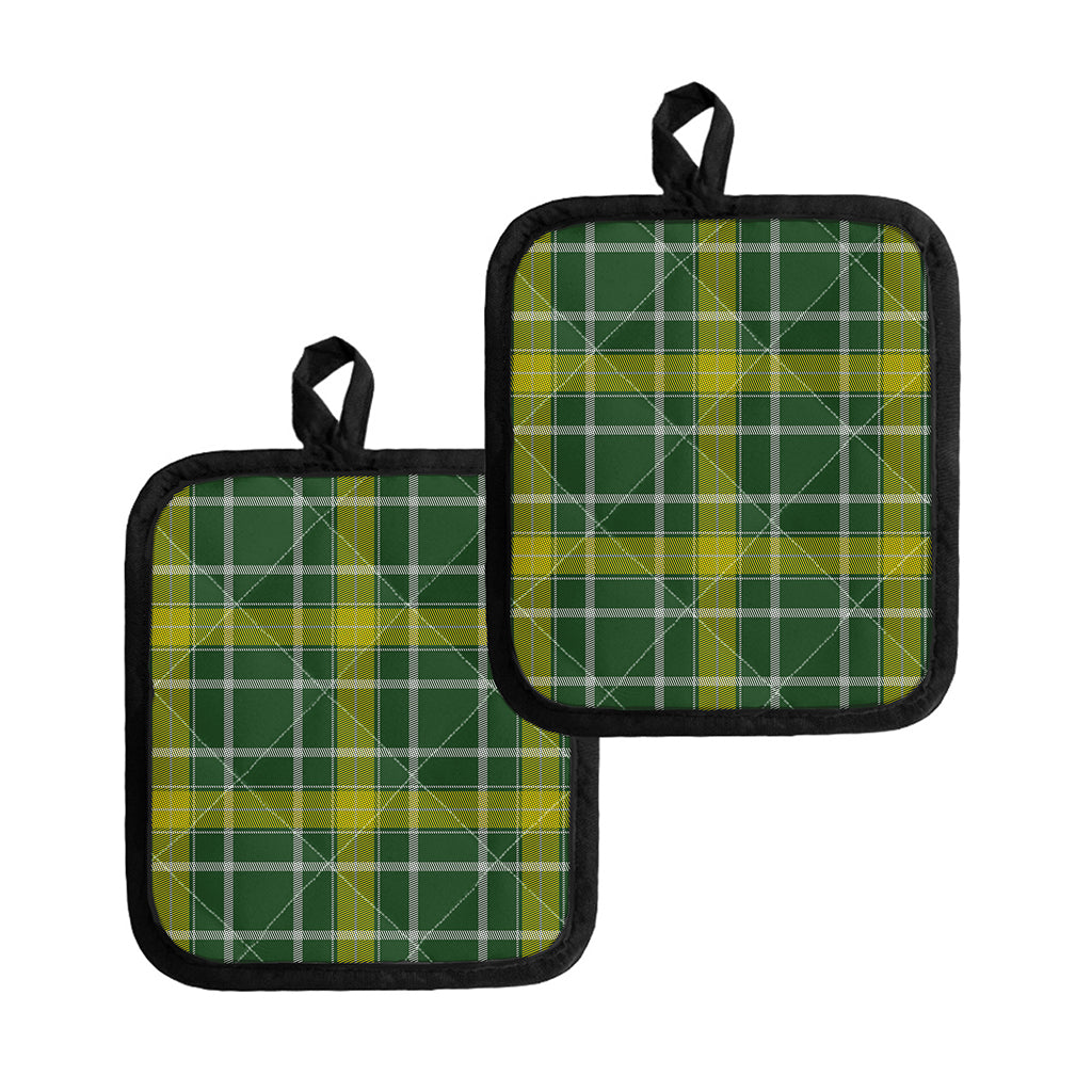 Green And Yellow Stewart Tartan Print Pot Holders