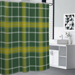 Green And Yellow Stewart Tartan Print Premium Shower Curtain