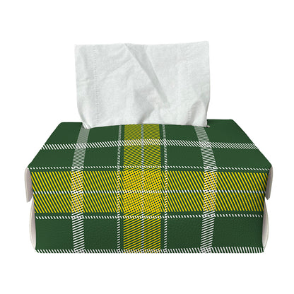 Green And Yellow Stewart Tartan Print Rectangle Tissue Box Cover