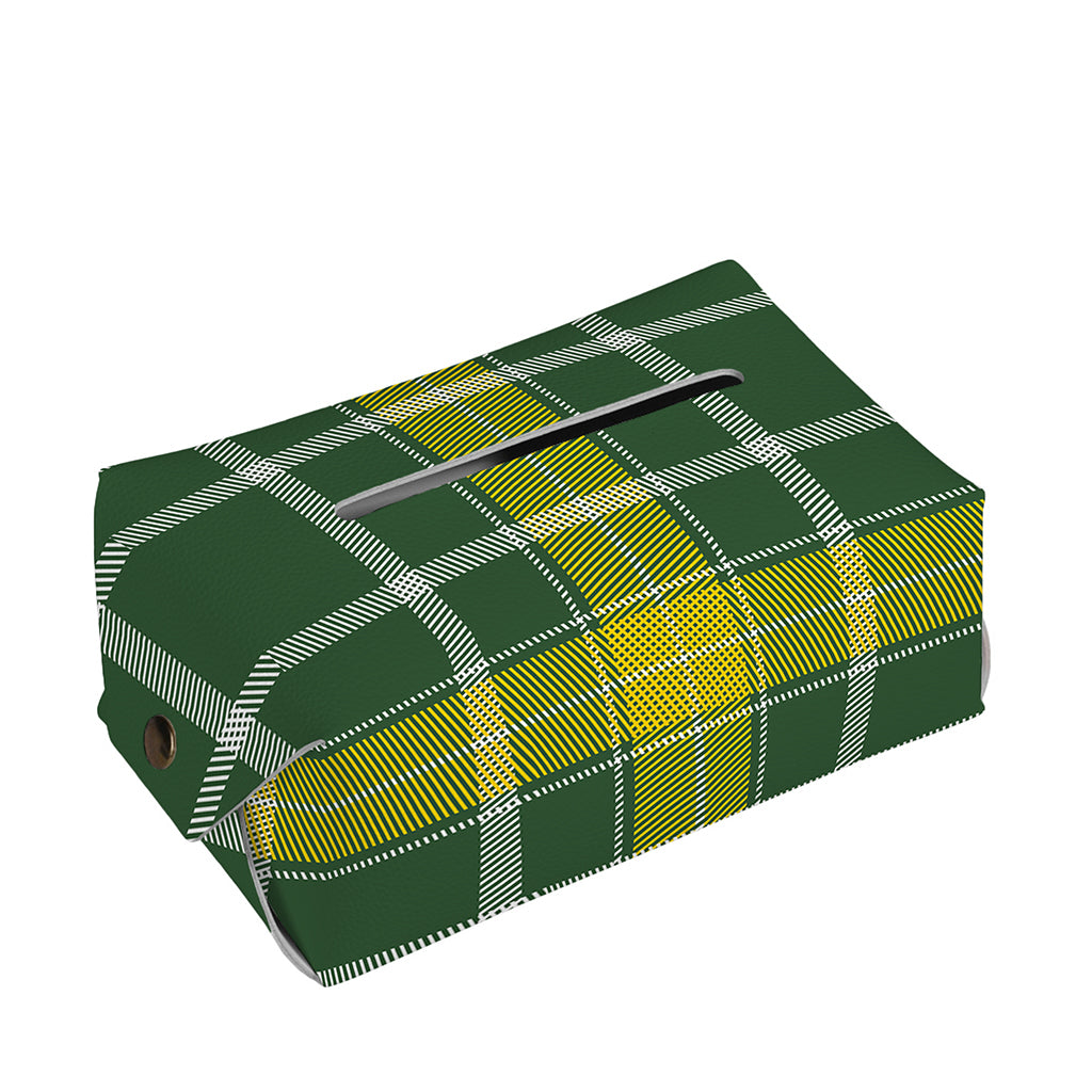 Green And Yellow Stewart Tartan Print Rectangle Tissue Box Cover