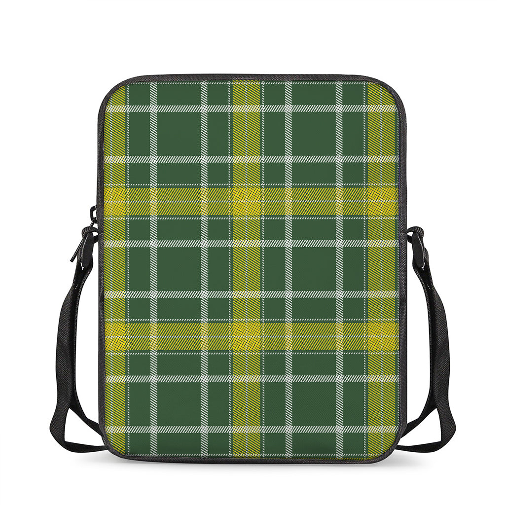 Green And Yellow Stewart Tartan Print Rectangular Crossbody Bag