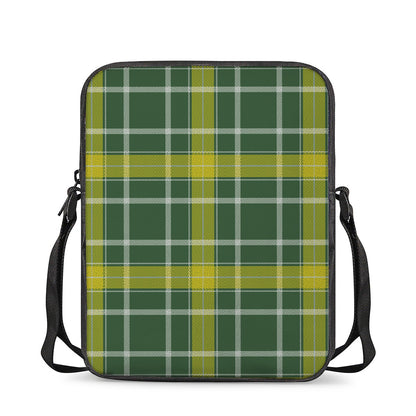 Green And Yellow Stewart Tartan Print Rectangular Crossbody Bag