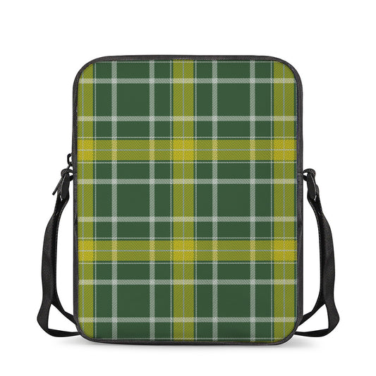 Green And Yellow Stewart Tartan Print Rectangular Crossbody Bag