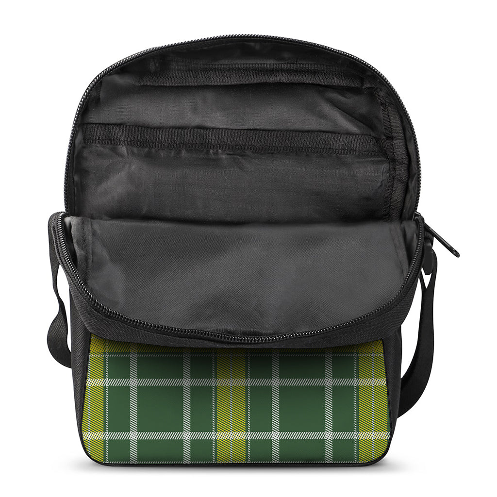 Green And Yellow Stewart Tartan Print Rectangular Crossbody Bag