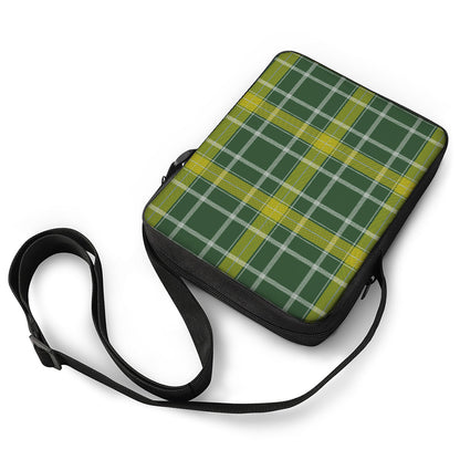 Green And Yellow Stewart Tartan Print Rectangular Crossbody Bag