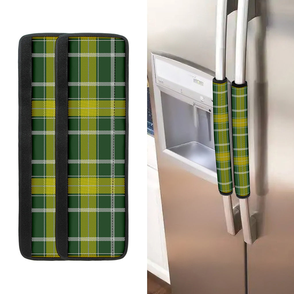 Green And Yellow Stewart Tartan Print Refrigerator Handle Covers