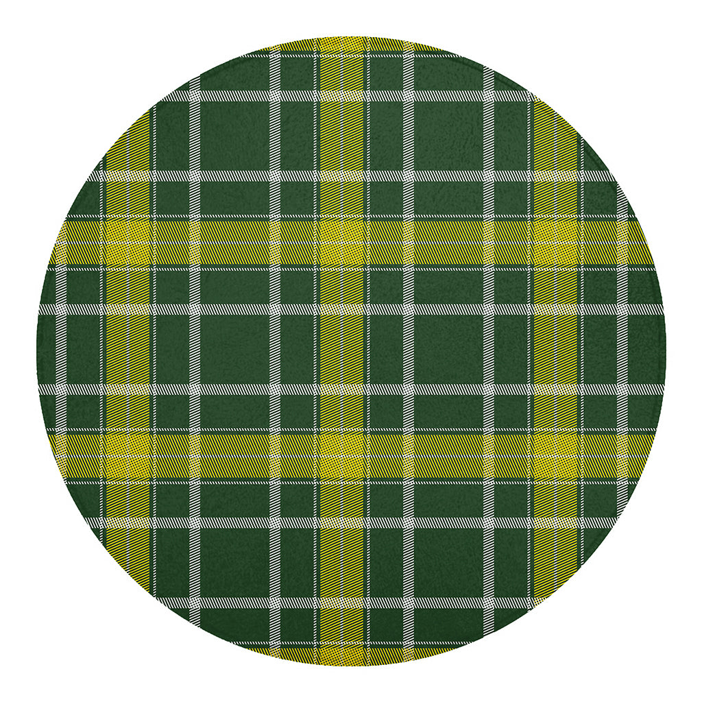 Green And Yellow Stewart Tartan Print Round Blanket