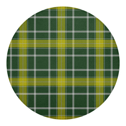Green And Yellow Stewart Tartan Print Round Blanket