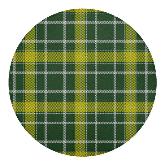 Green And Yellow Stewart Tartan Print Round Blanket