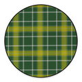 Green And Yellow Stewart Tartan Print Round Floor Mat
