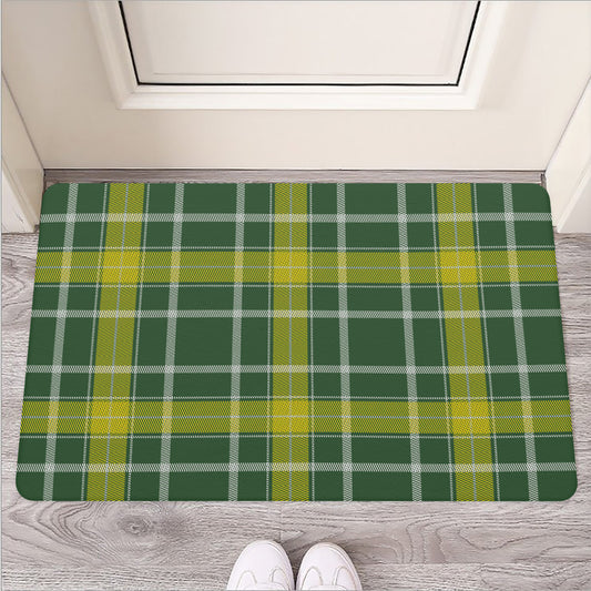 Green And Yellow Stewart Tartan Print Rubber Doormat