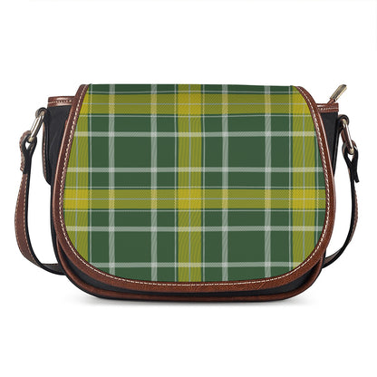 Green And Yellow Stewart Tartan Print Saddle Bag