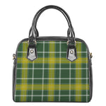 Green And Yellow Stewart Tartan Print Shoulder Handbag