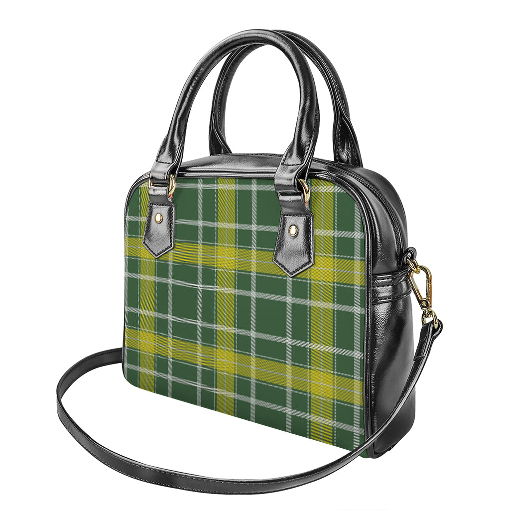 Green And Yellow Stewart Tartan Print Shoulder Handbag