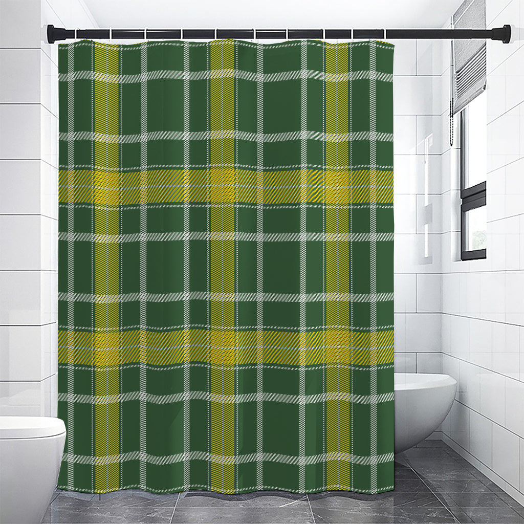 Green And Yellow Stewart Tartan Print Shower Curtain