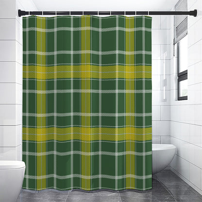 Green And Yellow Stewart Tartan Print Shower Curtain