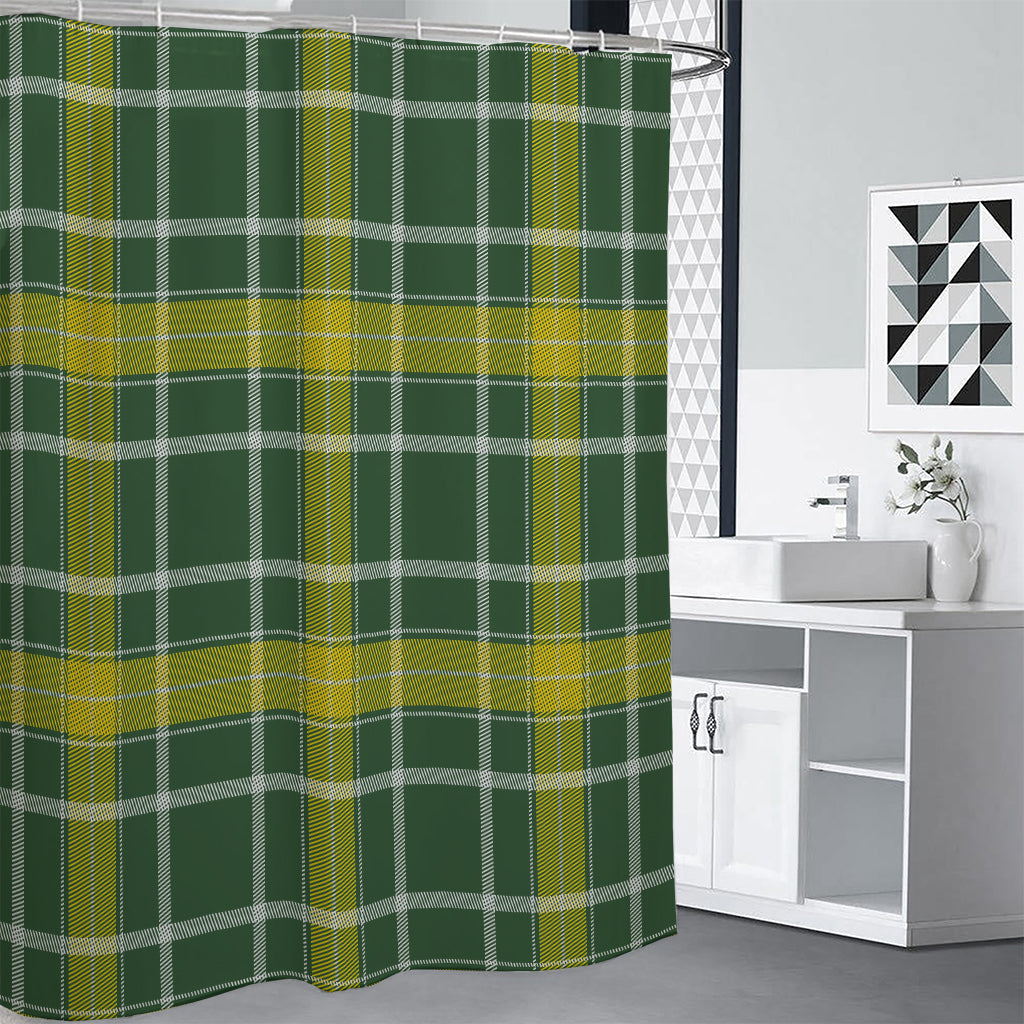 Green And Yellow Stewart Tartan Print Shower Curtain