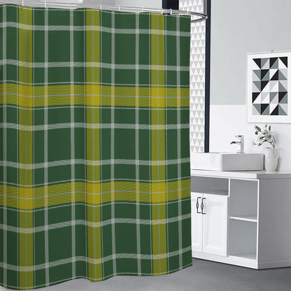Green And Yellow Stewart Tartan Print Shower Curtain