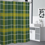 Green And Yellow Stewart Tartan Print Shower Curtain