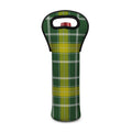 Green And Yellow Stewart Tartan Print Single Neoprene Wine Tote
