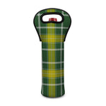 Green And Yellow Stewart Tartan Print Single Neoprene Wine Tote