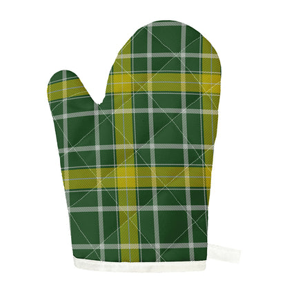Green And Yellow Stewart Tartan Print Single Oven Mitt