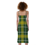 Green And Yellow Stewart Tartan Print Slim Fit Midi Cami Dress