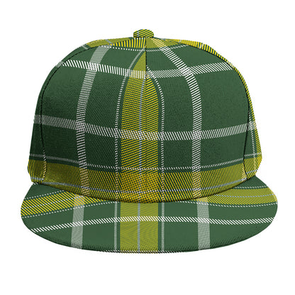 Green And Yellow Stewart Tartan Print Snapback Cap