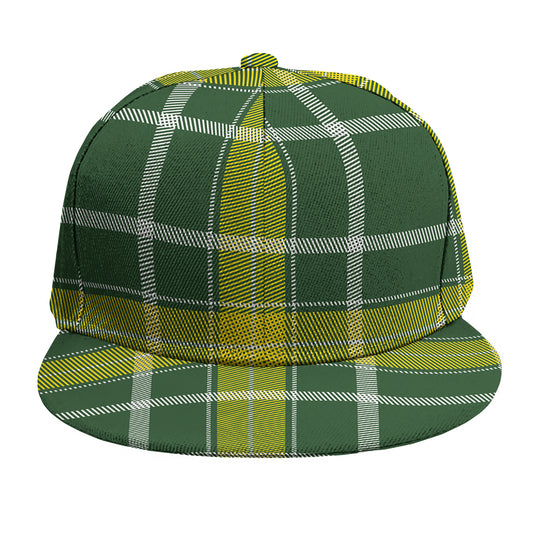 Green And Yellow Stewart Tartan Print Snapback Cap