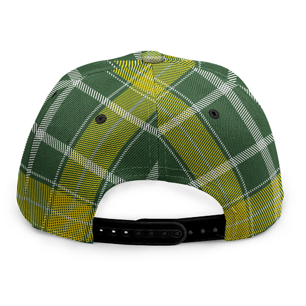 Green And Yellow Stewart Tartan Print Snapback Cap