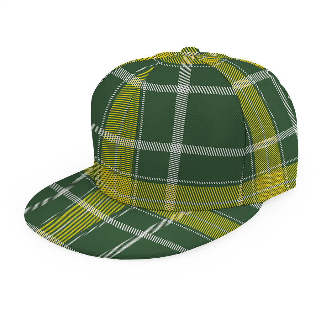 Green And Yellow Stewart Tartan Print Snapback Cap