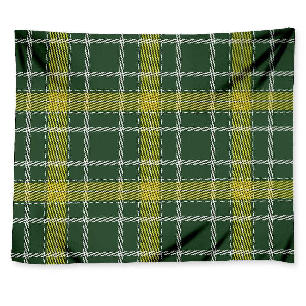 Green And Yellow Stewart Tartan Print Tapestry