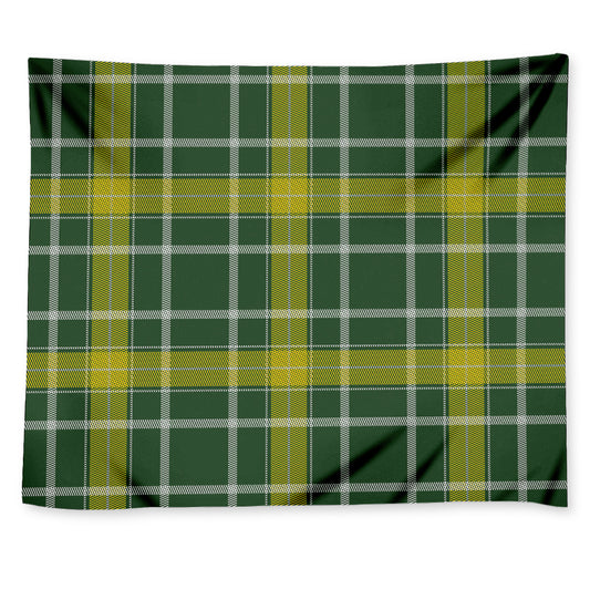 Green And Yellow Stewart Tartan Print Tapestry