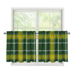 Green And Yellow Stewart Tartan Print Tier Curtains