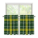 Green And Yellow Stewart Tartan Print Tier Curtains