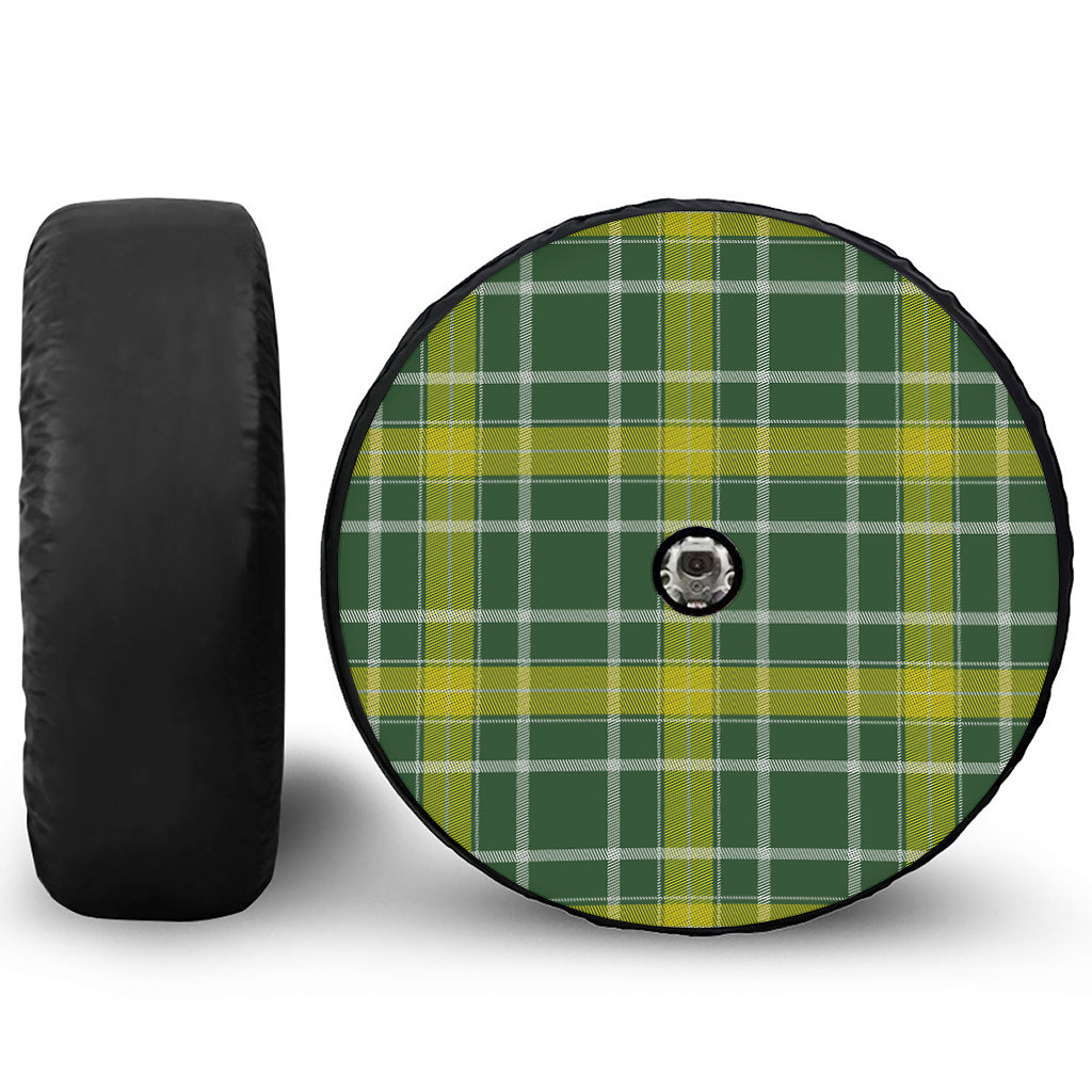 Green And Yellow Stewart Tartan Print Tire Cover With Camera Hole