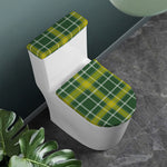 Green And Yellow Stewart Tartan Print Toilet Lid And Tank Cover Set