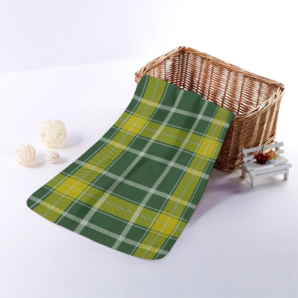 Green And Yellow Stewart Tartan Print Towel