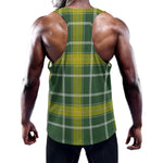 Green And Yellow Stewart Tartan Print Training Tank Top