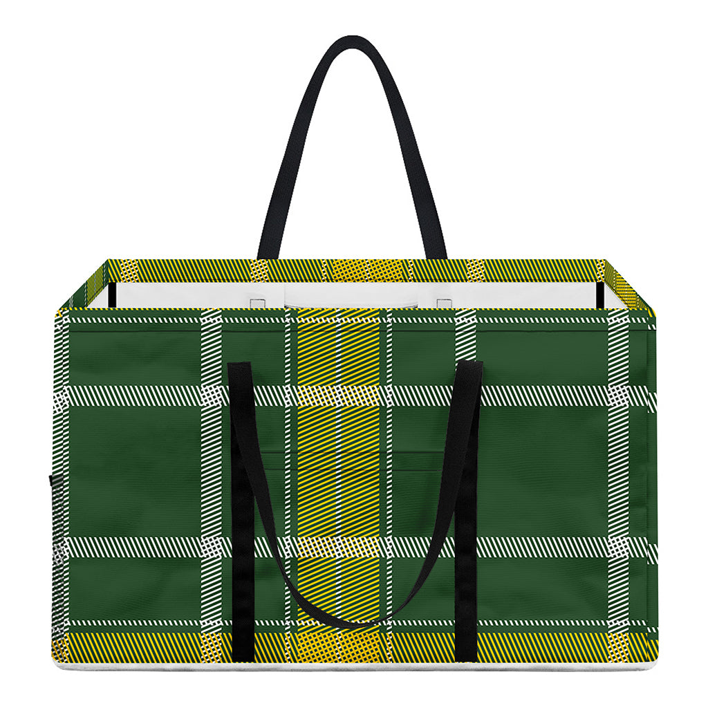Green And Yellow Stewart Tartan Print Utility Tote Bag