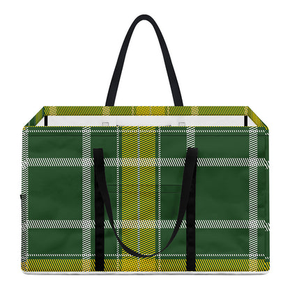 Green And Yellow Stewart Tartan Print Utility Tote Bag