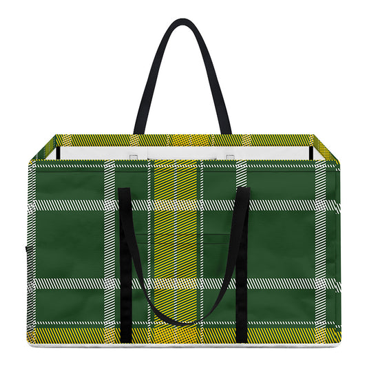 Green And Yellow Stewart Tartan Print Utility Tote Bag