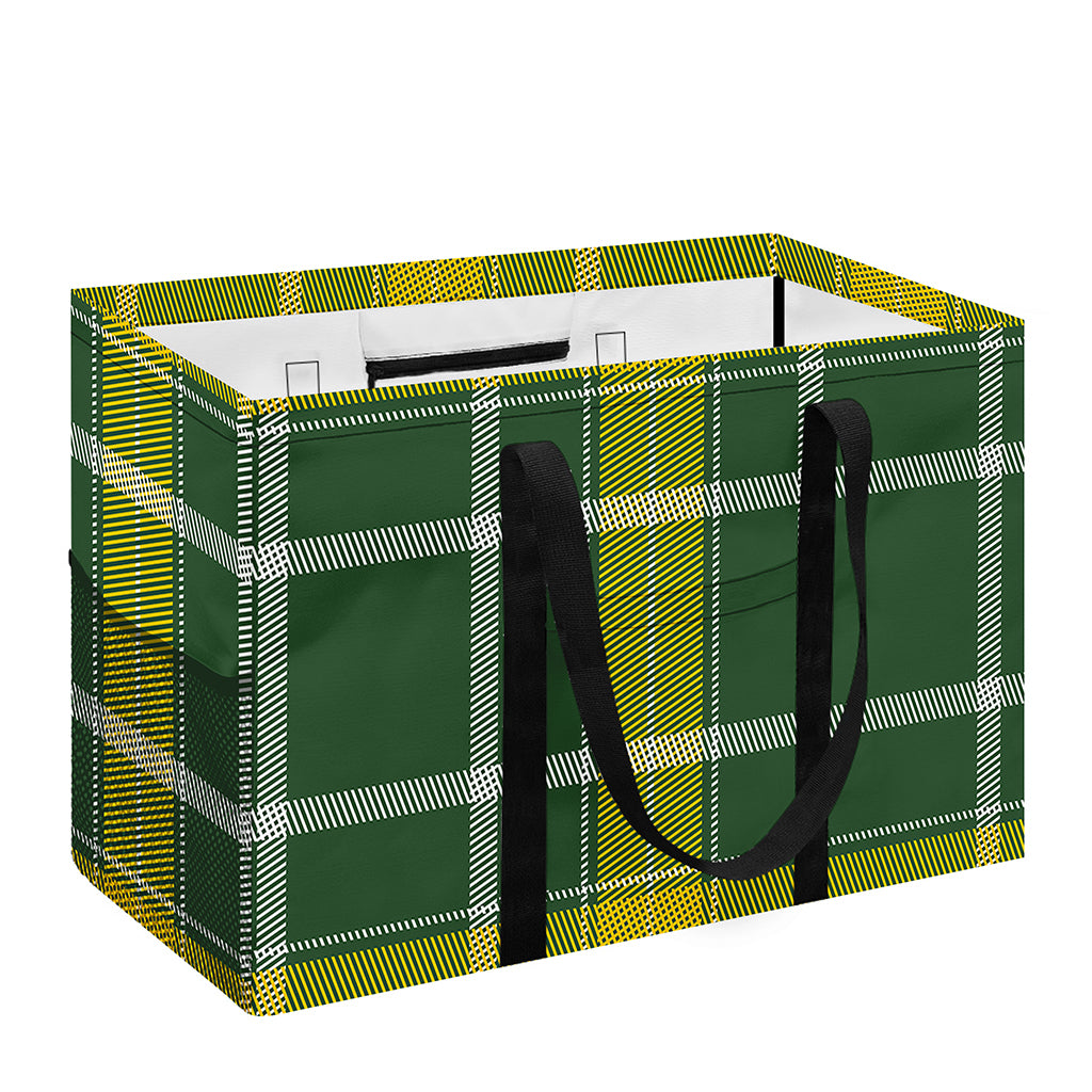 Green And Yellow Stewart Tartan Print Utility Tote Bag