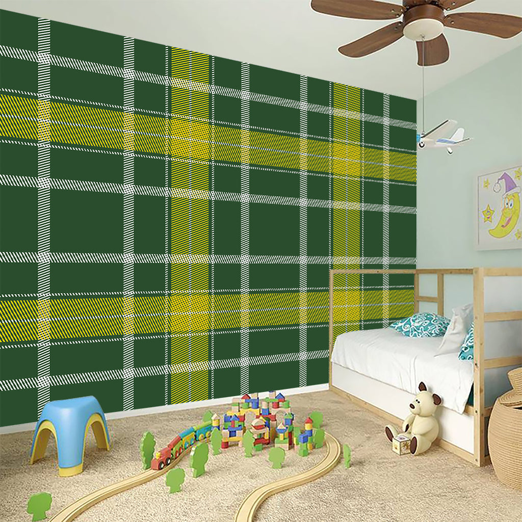 Green And Yellow Stewart Tartan Print Wall Sticker