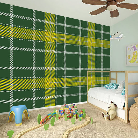 Green And Yellow Stewart Tartan Print Wall Sticker