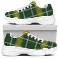 Green And Yellow Stewart Tartan Print White Chunky Shoes