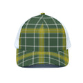 Green And Yellow Stewart Tartan Print White Mesh Trucker Hat